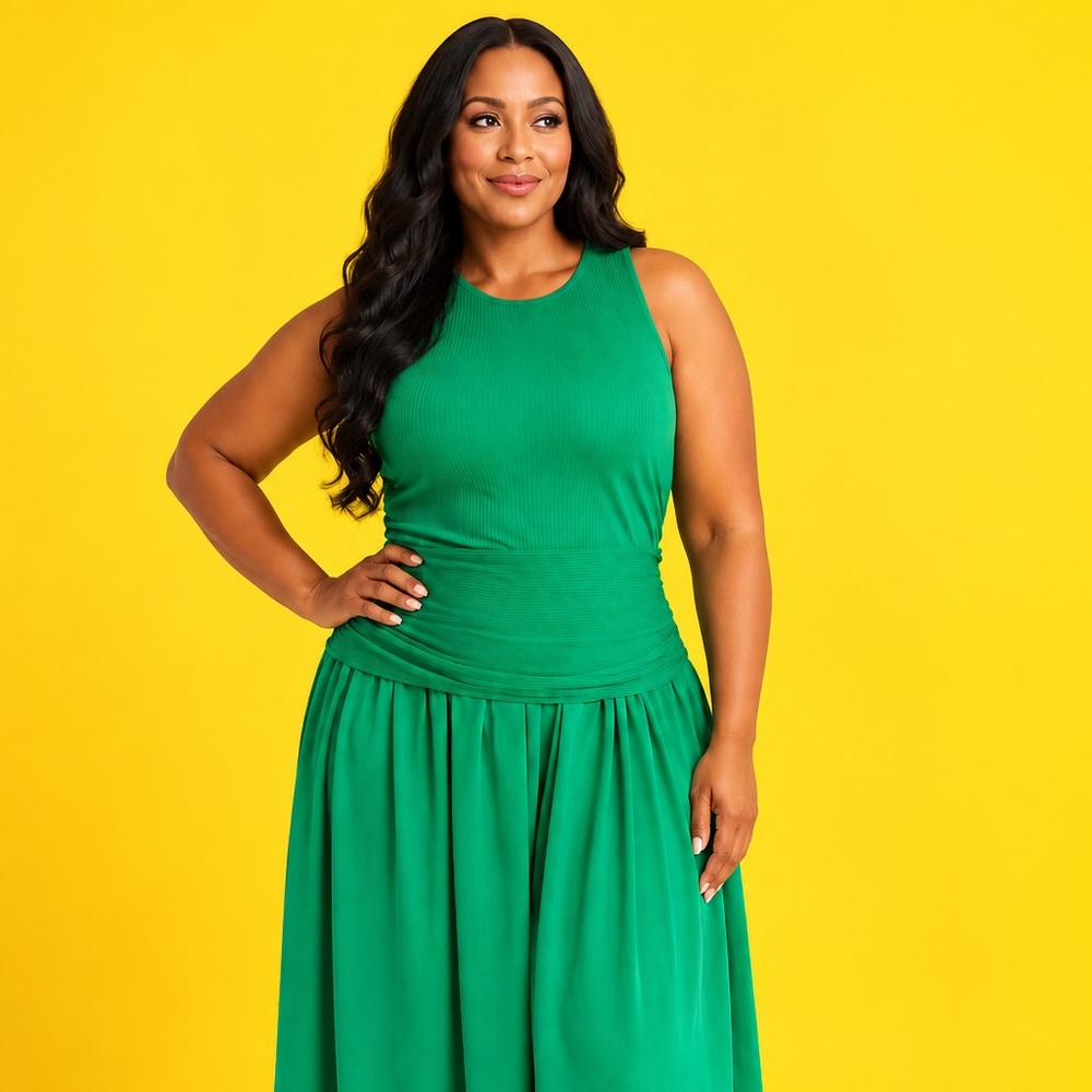 Fashion Nova Emerald Green Sleeveless Maxi Skirt Dress